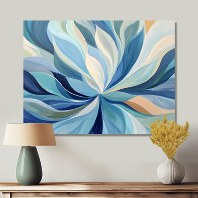 Blue Faded Sepia Leaves - Floral Metal Decor, Leaves  Metal Print