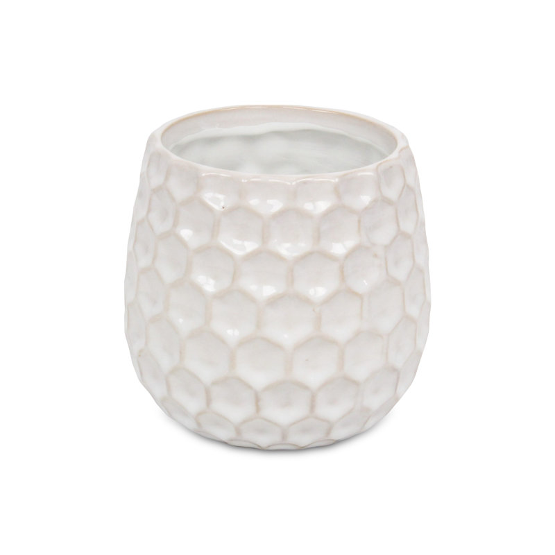 Eddins Handmade Ceramic Pot Planter, White, 5.5" H x 5.75" W x 5.75" D