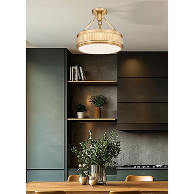 Neriah 15 inch Modern Gold 1 Light Semi Flush Mount