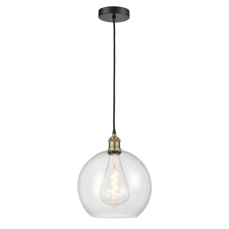 Luminaire suspendu sphère 1 lumière Ralph, Bullé, Laiton antique noir