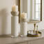 Porte-bougie cylindrique moderne pour décor de table - Porte-bougie décoratif pour entrée ou salon - ensemble de 2, 13 po, 11 po, blanc