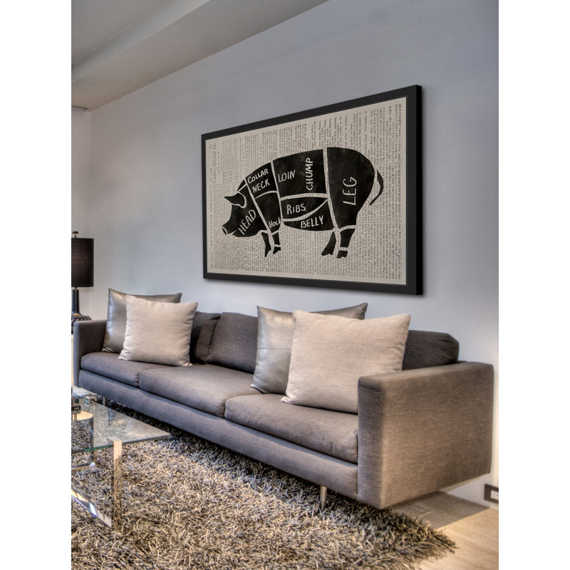 « porc coupes », reproduction d’art encadrée, H 24 po x l 36 po x P 1,5 po