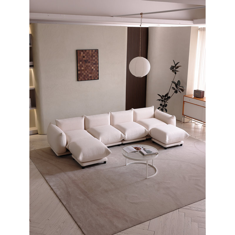 Canapé modulaire rembourré de salon Khameron , Mélange de lin beige