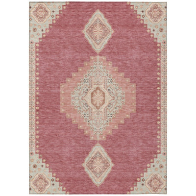 HomeRoots 3' X 5' Blush Gray And Beige Oriental Washable Indoor Outdoor Area Rug