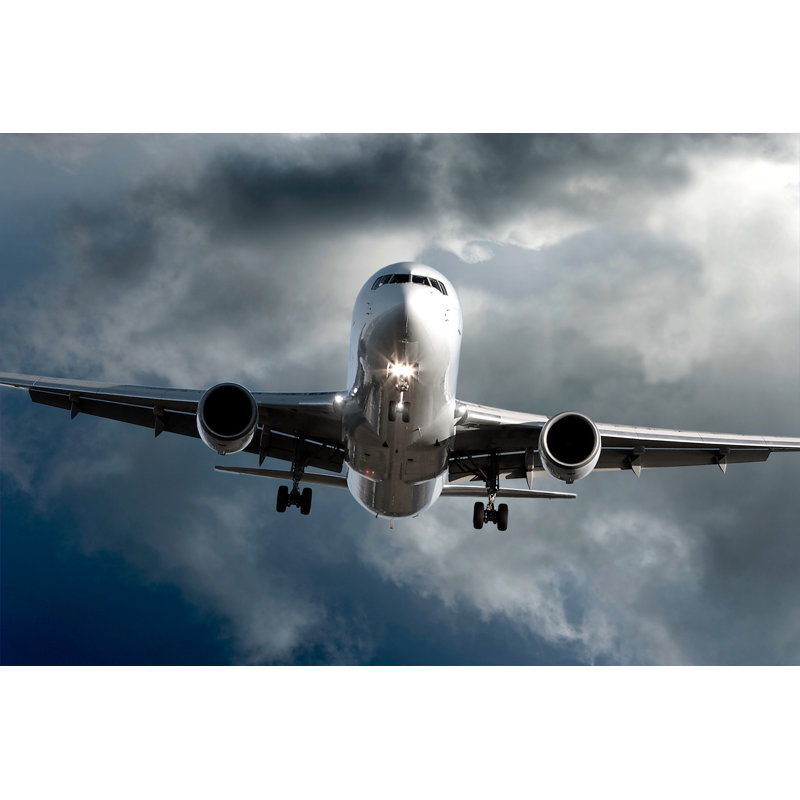 Jet Avion atterrissant dans la tempête par Sharplie_Done, H 24 po x l 36 po