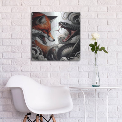 «Fox and Snake» par Rich Monet, art mural en métal