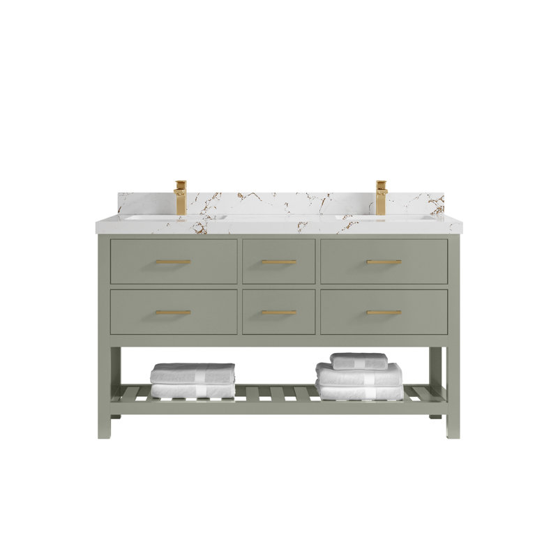 Parker 60 po X P 22 po Meuble-lavabo double D, Brun Viola