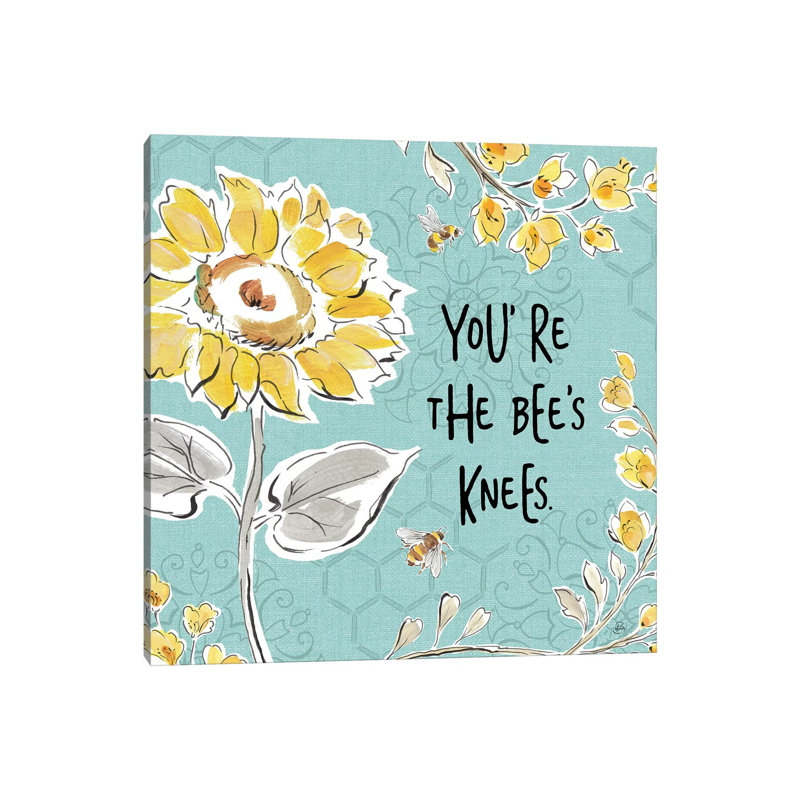 Bee Happy II Linen by Daphne Brissonnet - Print on Canvas, Wrapped Canvas, 45.72 cm H x 45.72 cm W x 1.91 cm D