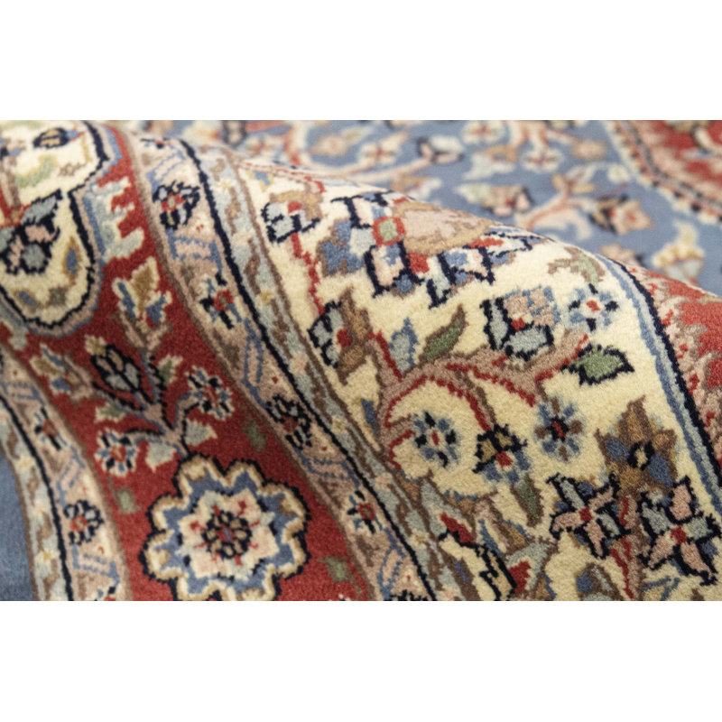 Hand-Knotted High-Quality Blue and Rust Area Rug