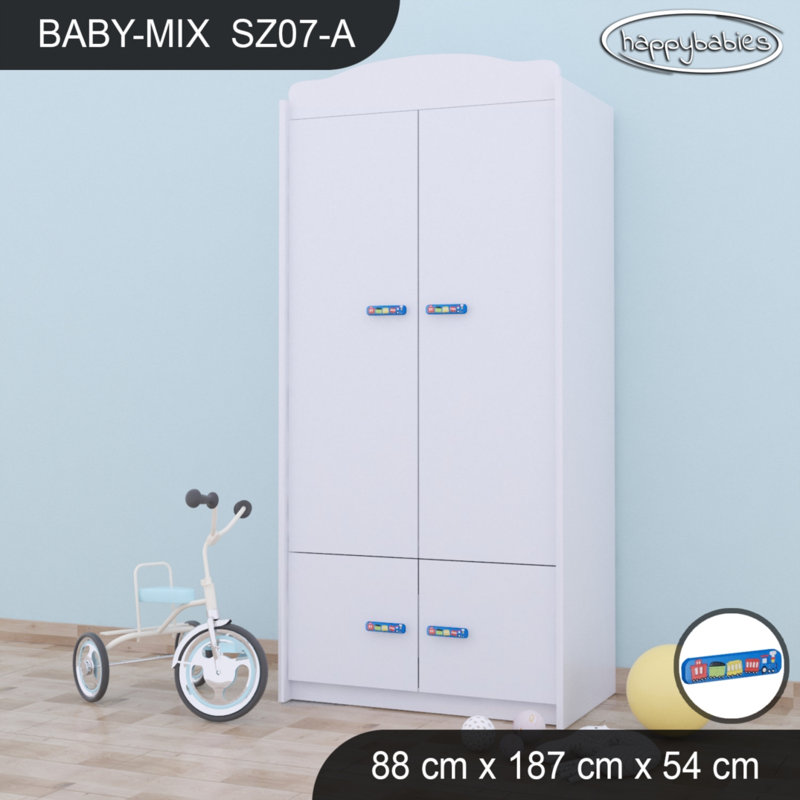 2 Door Wardrobe, White/Blue