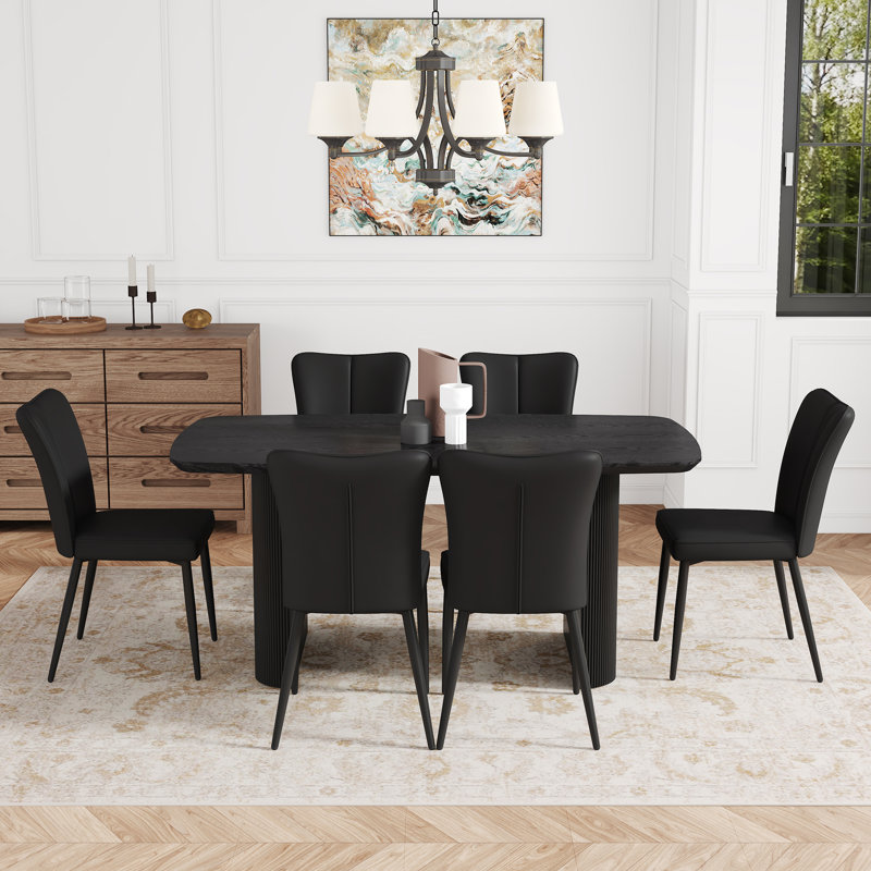 Luxueux ensemble de salle à manger noir en MDF de style moderne et élégant pour les réunions de famille