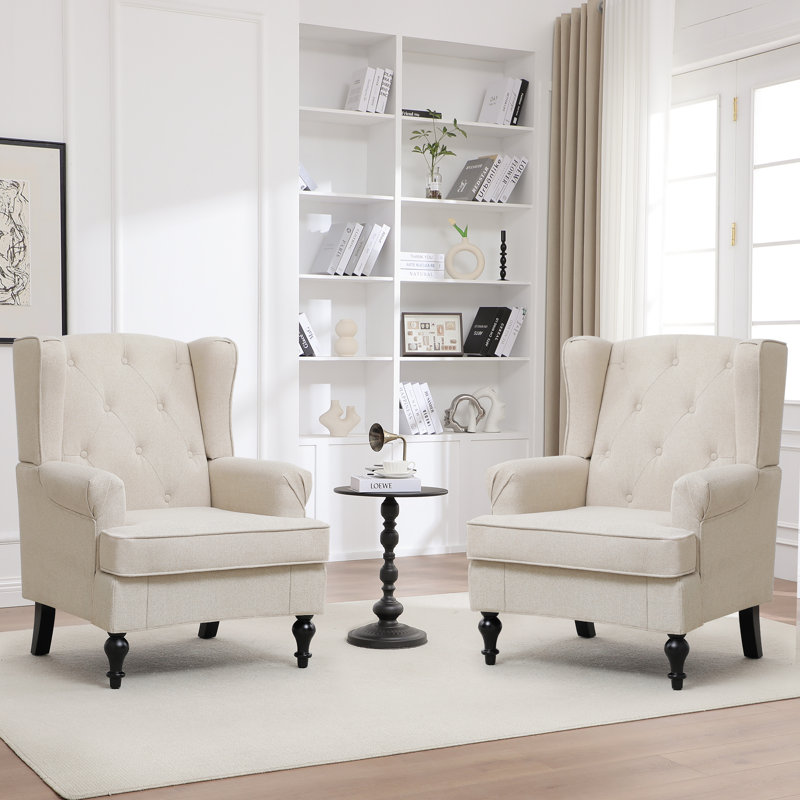 Fauteuil à oreilles Upholsterd, Mélange de lin kaki