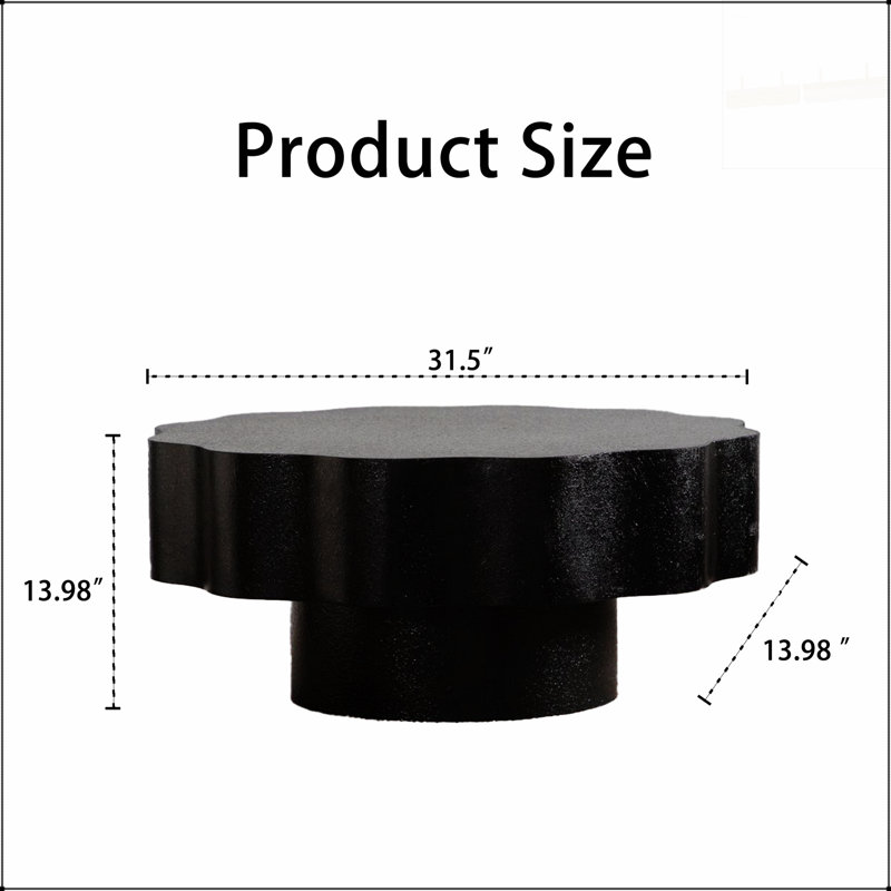 Table basse festonnée noire: forme unique à bord ondulé, pièce centrale élégante pour les espaces élégants.