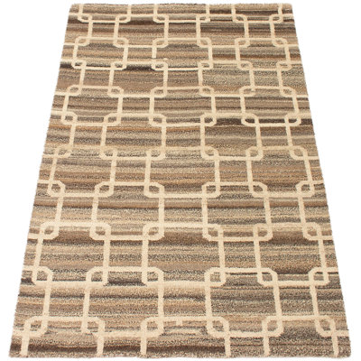 Grogan One-of-a-Kind 5'8" X 8' 2010s Wool Area Rug in Tan