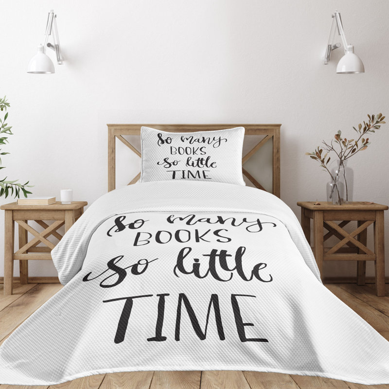 White and Charcoal Grey Quilted Twin Bedspread Set