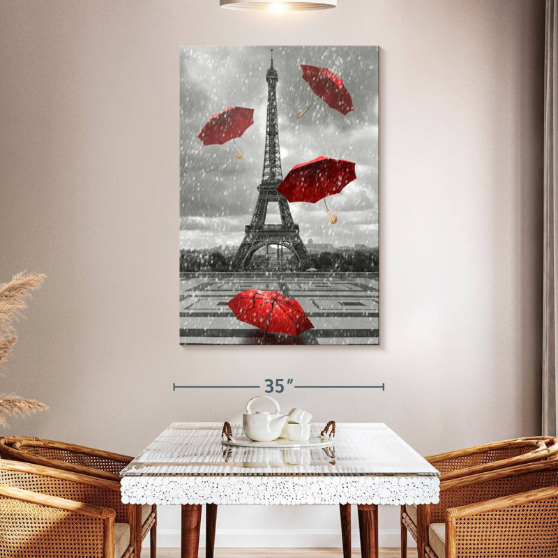 Nicci Pop Red Paris Umbrellas, 51" H x 34" W