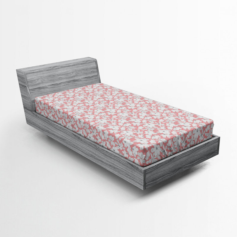 Microfiber Floral Fitted Sheet, Twin Fitted Sheet