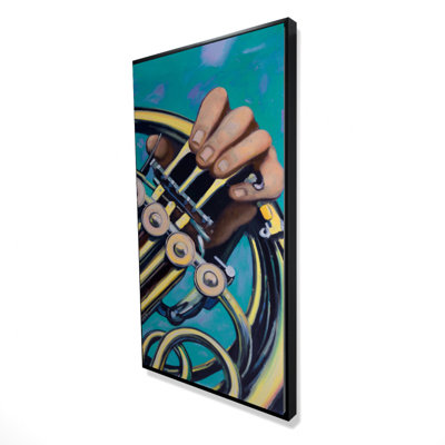 Musician with french horn - 24"x48" Framed canvas
