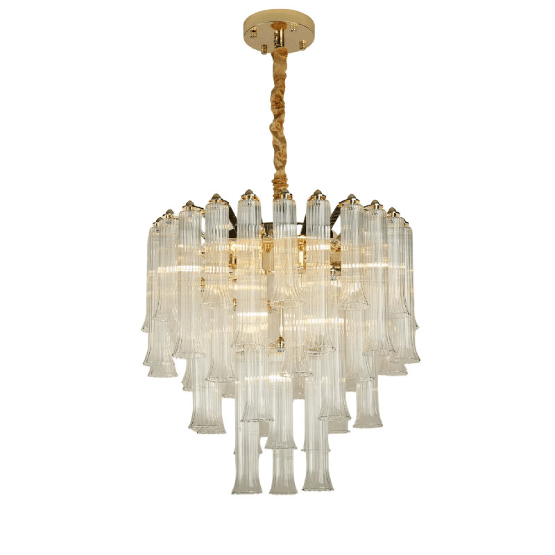 Celesta Flute 24 Inch Round Glass Chandelier, 10 lumières, 22.1" H x 24.4" W x 24.4" D