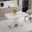 Table de salle à manger moderne carrée en marbre blanc, extensible, compacte, en bois aggloméré et en métal