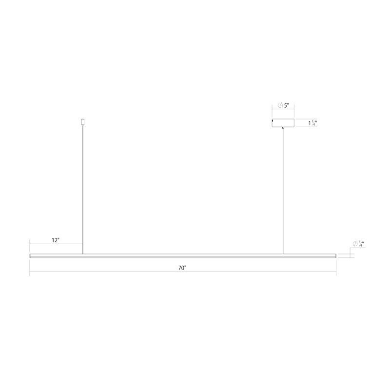 Fino 1 - Light LED Pendant, 3000, Black, 0.75" H x 70" W x 0.75" D