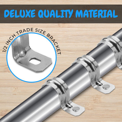Zinc Plated Steel Pipe Straps for RIGID Conduit, 2", 1 Hole - Pack of 10