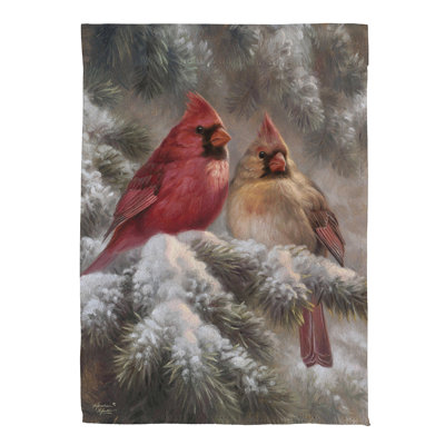 Drapeau de jardin en suède givré Cardinals