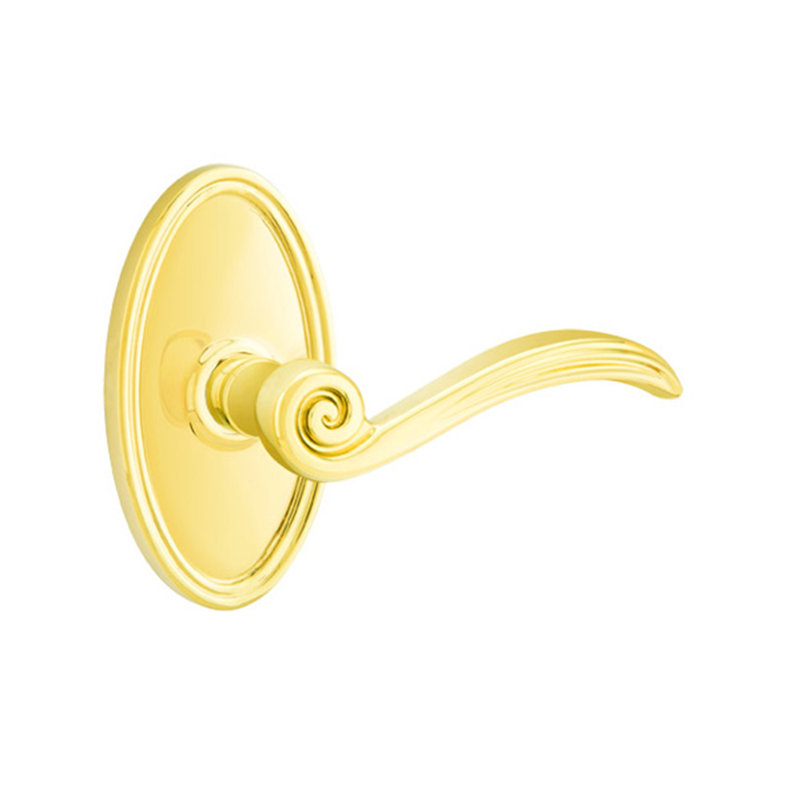 Elan Privacy (Bed & Bath) Door Lever with Rosette, Right, Polished Brass Lifetime