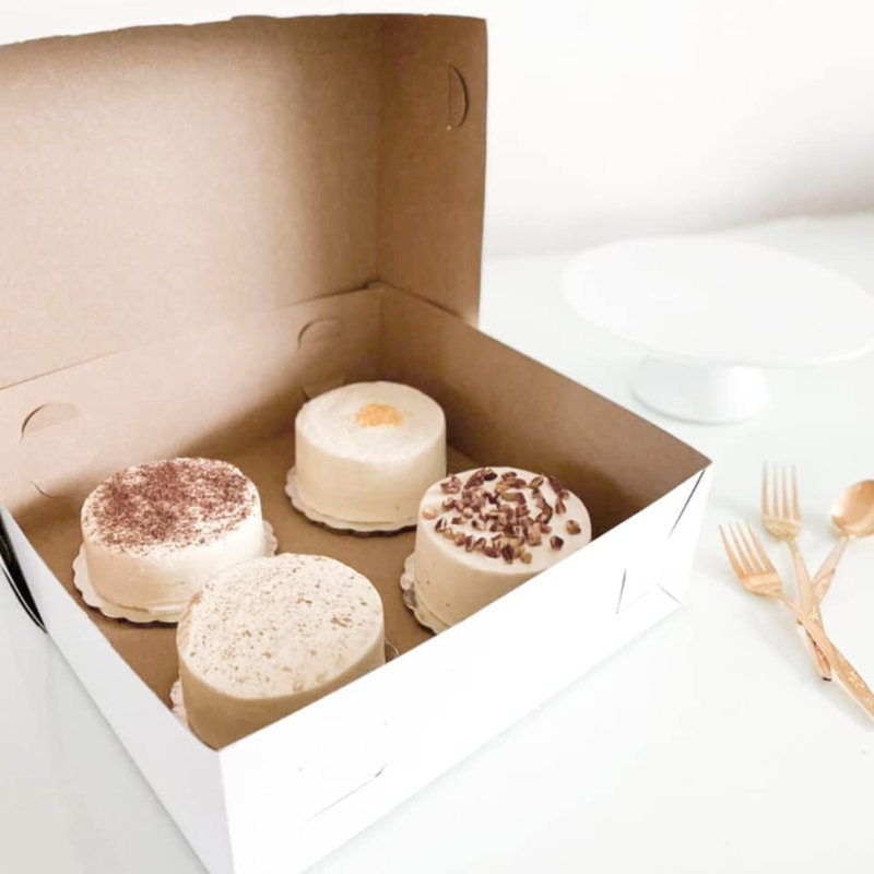 Boîtes à pâtisserie en carton kraft blanc 8 x 8 x 4 Ecoqualité - pour pâtisseries, biscuits, gâteaux, tartes, boîtes-cadeaux et fêtes de naissance (75)