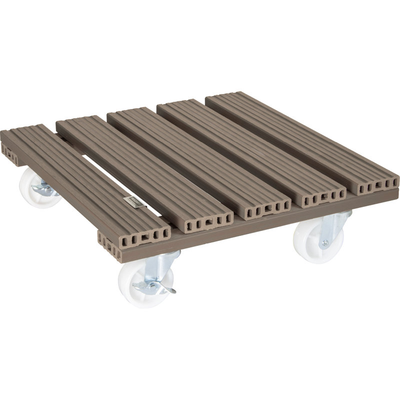 Taupe 15.4" Square Wood Plastic Composite Plant Caddy