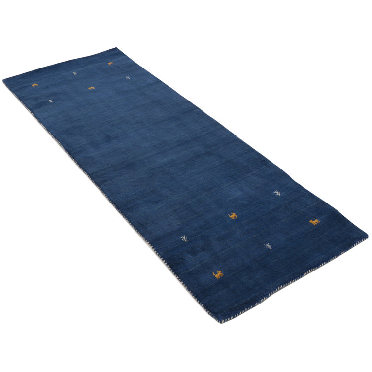Handwoven Wool Gabbeh Uni Blue Rug