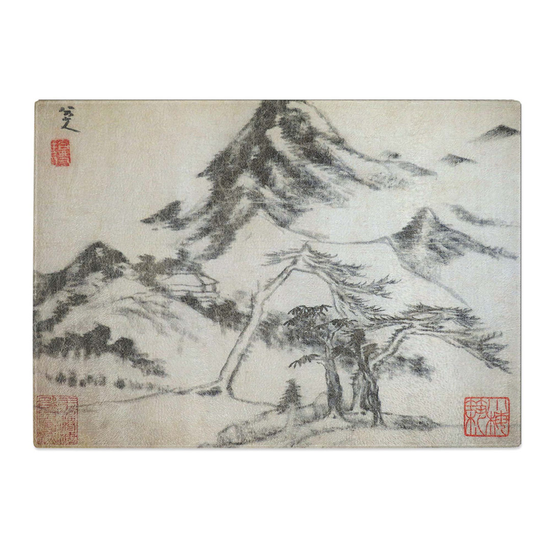 Tempered Glass Trees & Mountains by Bada Shanren Chopping Board