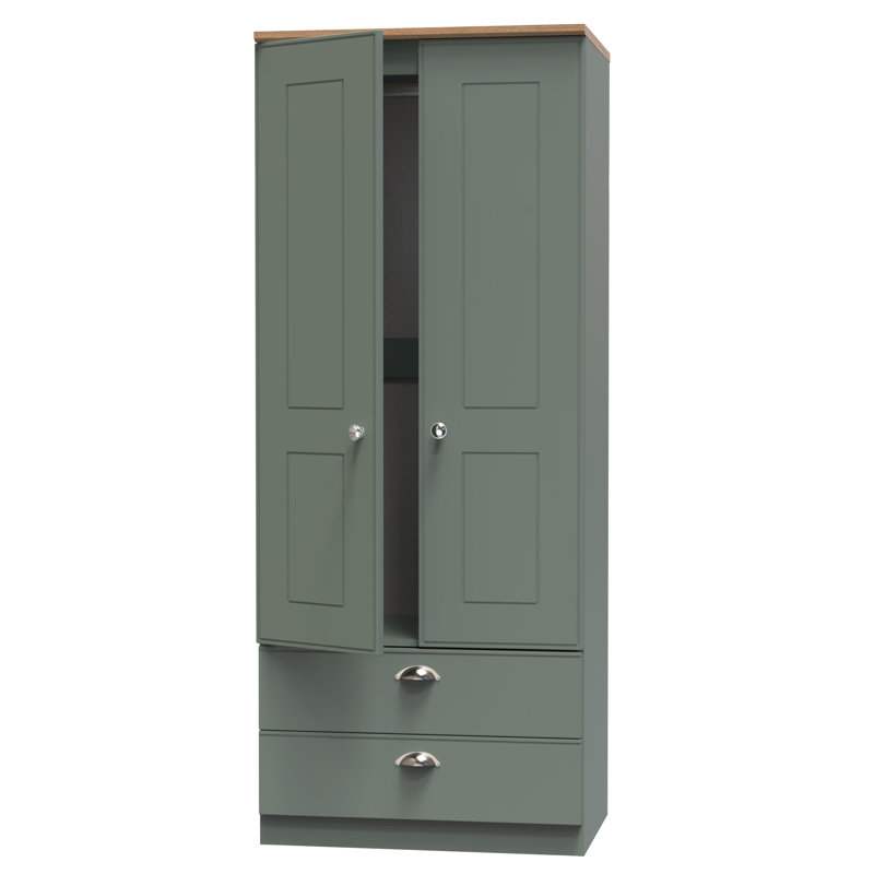 Conners Manufactured Wood Wardrobe, Reed Green/Riviera Oak