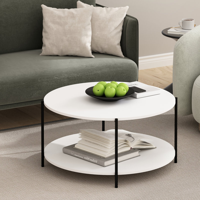 Dejerinett Four Leg Coffee Table, Plain White