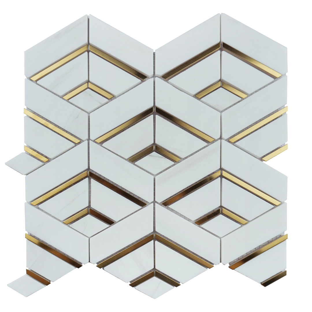 Natural Dorato 12.01 in. x 11.58 in. Hexagon Polished Marble Mosaic Tile Supreme Tile