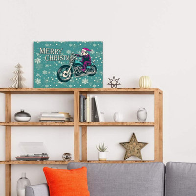 Art mural moto, motif de flocon de neige, décorations de Noël amusantes, décoration sur toile tendue avec châssis de qualité supérieure, prêt à accrocher