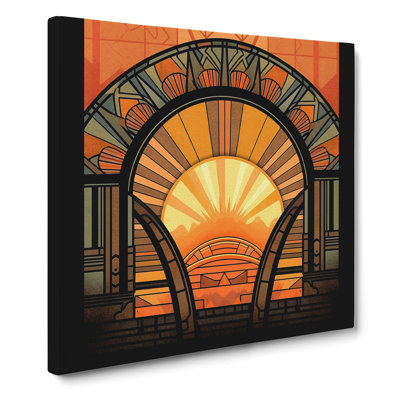 Sunrise Art Deco No.4 - Wrapped Canvas
