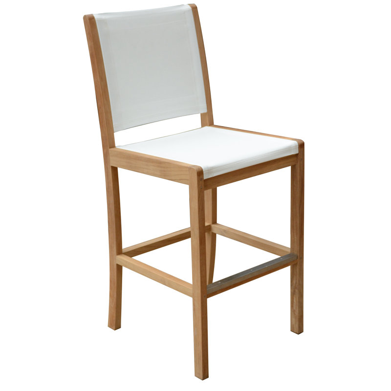 Riviera Teak Outdoor Sling Bar Chair, White