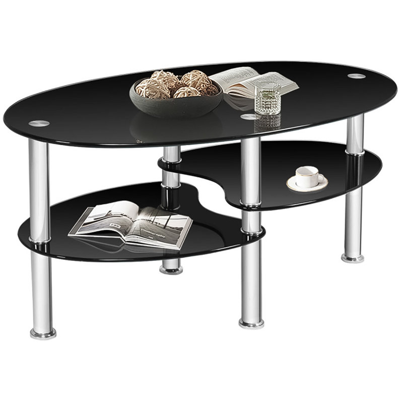 Siguna Glass Top Coffee Table, Black