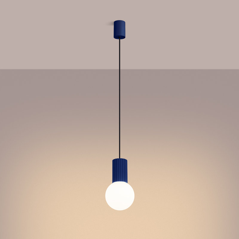 Bernis 1 - Light Brushed Nickel Pendant, Blue