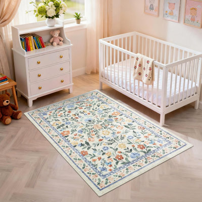 Floral Machine Printed Area Rug