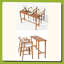 Ensemble de bar d'extérieur 3 pièces, table de patio en bois d'acacia et 2 tabourets avec coussins