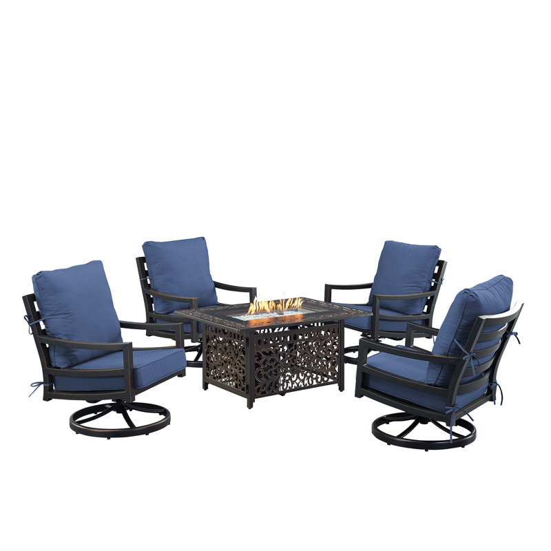 Demosthenes Outdoor 6 - Piece Conversation Set, Blue