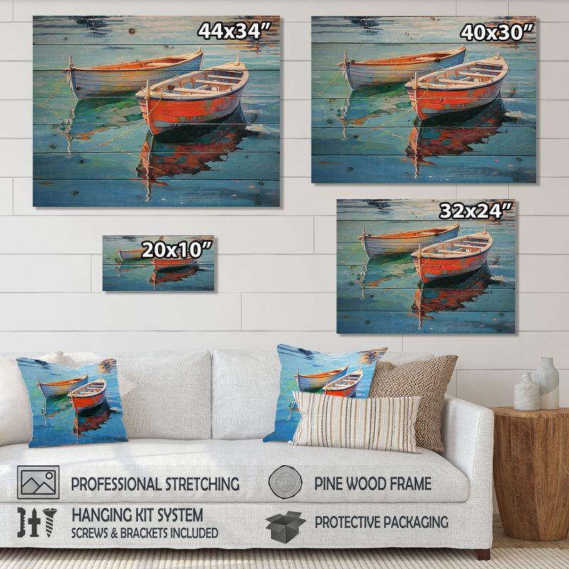 «Boat Harmonic Waters» sur impression sur bois, H 10 po x l 20 po x P 0,78 po