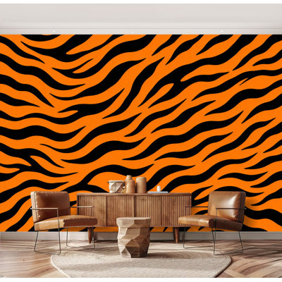 Wall Mural Peel and Stick Wallpaper animal skin tiger stripes abstract line zebra print fabric Amazing Self-Adhesive Removable Contact Paper Wall Decor for Living Room Bedroom 69"H x 96"W
