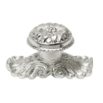 Acanthus large knob with flared foot Rosette style with medium backplatein Platinum
