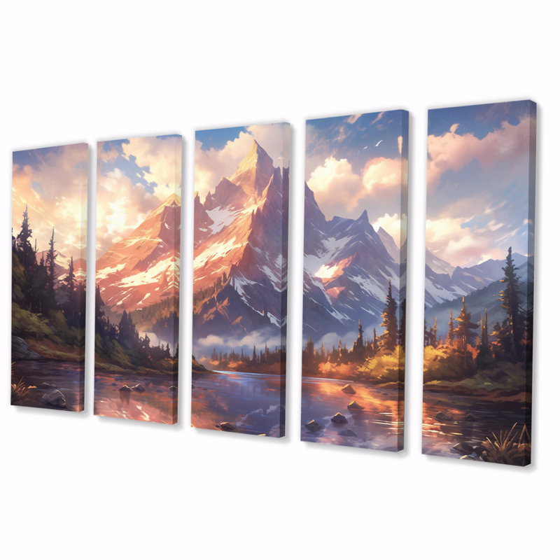 Mountain View Bliss I - Countryside Canvas Print - 5 Equal Panels