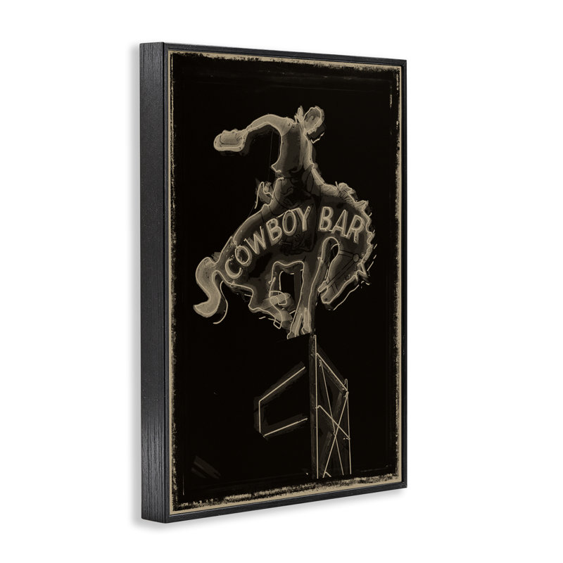 Bar Cowboy sur giclée noire encadrée, design par Grotto Studios, H 18 po x l 12 po, Giclée encadrée noir minuit