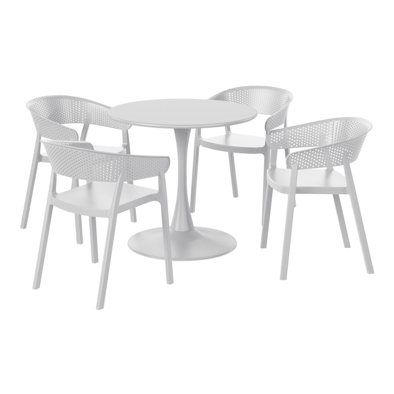 Ensemble repas extérieur pour 4 personnes, H 29 po x l 31,5 po x P 31,5 po, Gris, 4