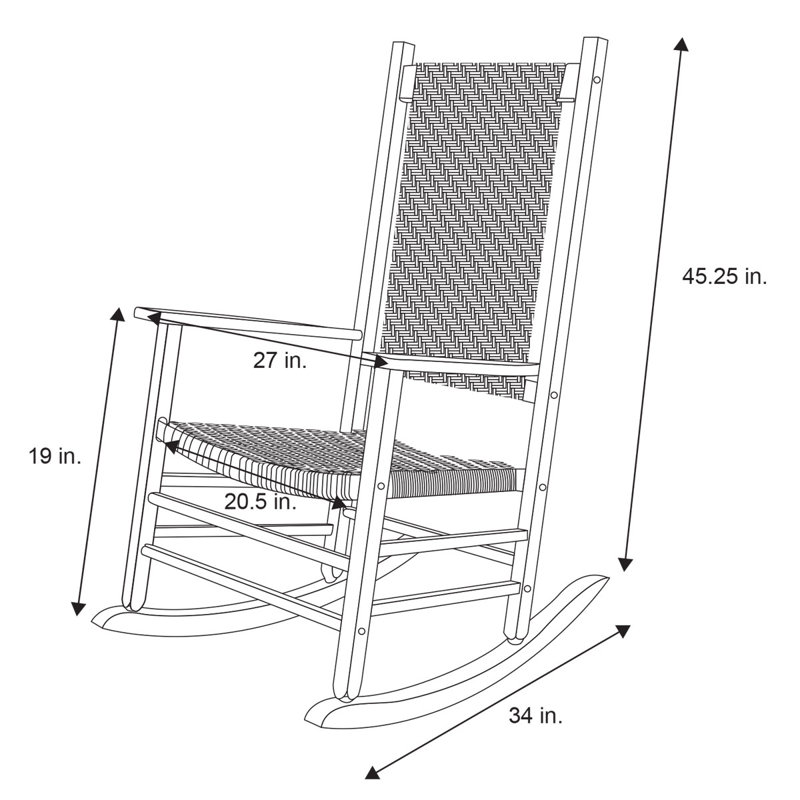 Canaan Hardwood Rocking Chair with Weather-Resistant Woven Wicker Back, White